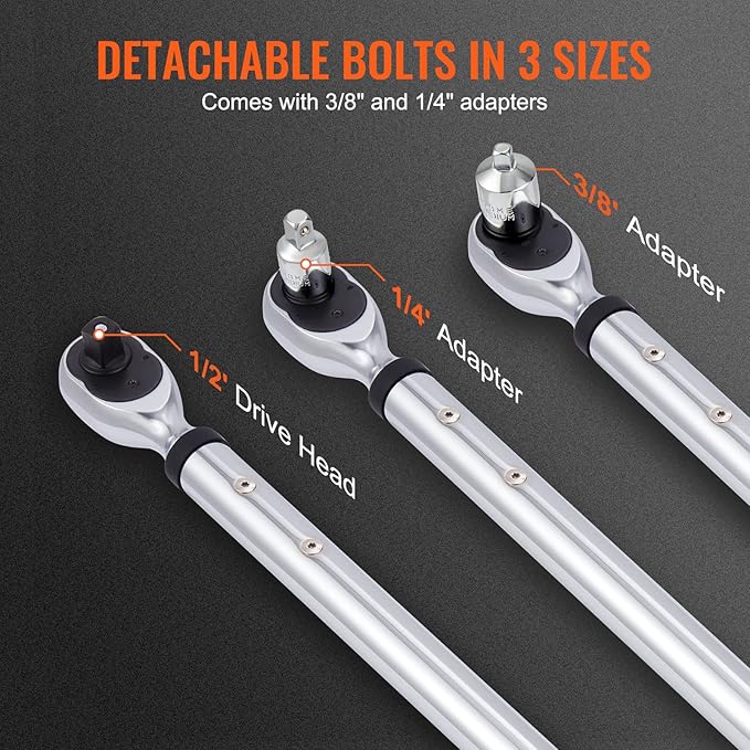 VEVOR Digital Torque Wrench 1/2" Drive(25-250ft.lb/34-340n.m), ±2% Torque Accuracy, 3-Mode Adjustable Electronic Torque Wrench with LED Buzzer Calibration