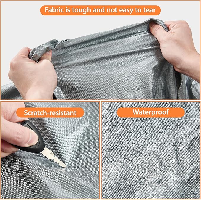 Car Cover Waterproof All Weather, 6 Layers Full Exterior Covers with Zipper Cotton, Mirror Pocket. Outdoor Car Cover UV Snow Rain Wind Dust All Weather Outdoor Protection for SUV (185-190 inch)