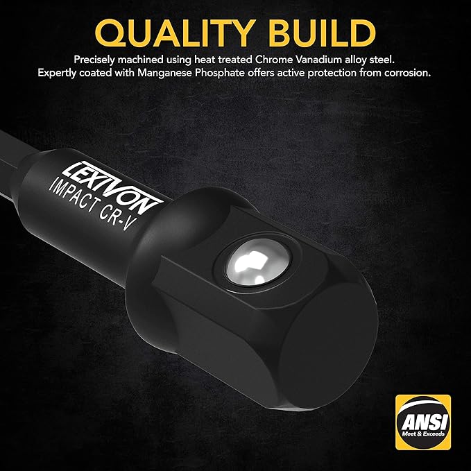 LEXIVON Master HEX Bit Socket Set, Complete 32-Piece made from Premium S2 Alloy Steel + Impact Grade Socket Adapter Set, 3" Extension Bit With Holder | 3-Piece 1/4", 3/8", and 1/2" Drive