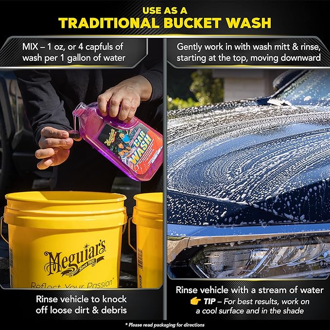 Meguiar's Deep Crystal Car Wash - Car_Wash Shampoo that Cleans Paint, Enhances Gloss, and Preserves Wax Protection, pH Balanced Car_Wash Soap with Excellent Foaming Action, 64 Oz (Pack of 2)
