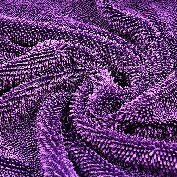 Maxshine Universal 3-Piece Purple 600GSM Microfiber Drying Towels – Single Twisted Loop, Ultra-Absorbent Plush Towels for Car Wash & Drying – Streak-Free Detailing Cloths (16" x 16")