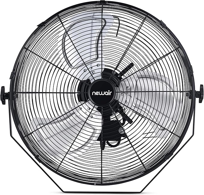 NewAir 18” High Velocity Wall Mounted Fan | Industrial Grade with 3,000 CFM Airflow, 3 Speeds and Heavy-Duty Metal Blades | Fan for Bedroom Garage, Gym & Home Use