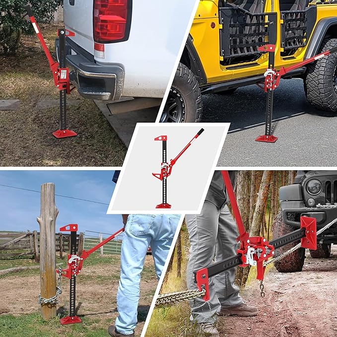 GarveeTech 33" Farm Jack, 3 Ton Capacity Ratcheting Off Road, Utility Heavy-Duty F-arm J-ack for Tractor, Truck, SUV, Lift Height 5.12-25.39 inches