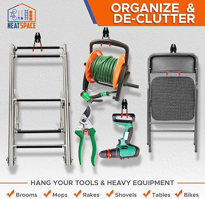 Garage Hooks Heavy Duty [ 17 Piece Set ] - Our Garage Hooks Wall Mount to Any Surface, Garage Organization and Storage, Garage Storage Hooks, Garage Hangers, Garage Wall Hooks Heavy Duty