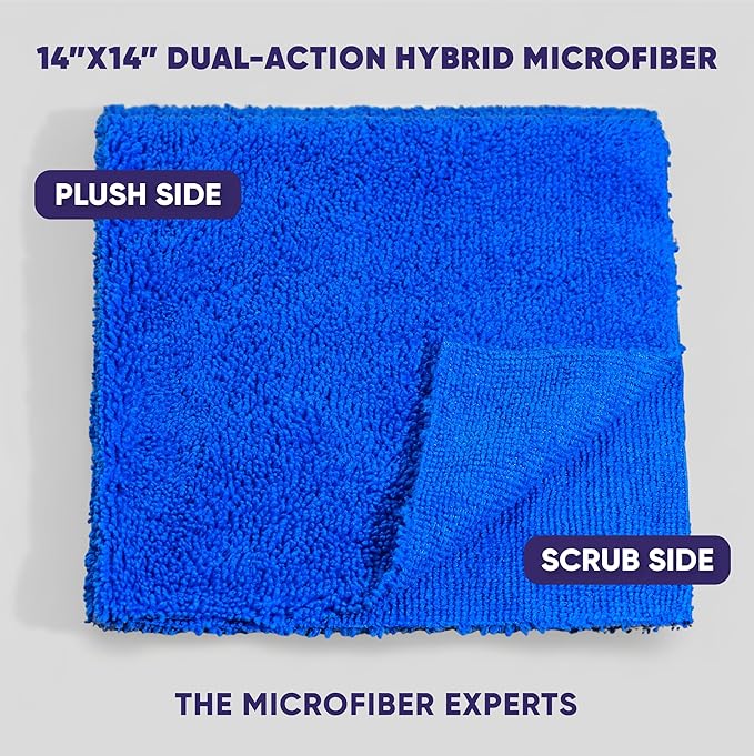 Microfiber Wholesale Pronto Cloths, Dual-Sided Microfiber Cleaning Towels, Soft Plush & Scrub Cloths for Dusting, Scrubbing, Kitchen, Windows & Car Detailing, Absorbent Bulk 25-Pack Blue