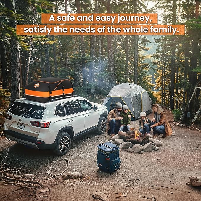 Sailnovo Rooftop Cargo Carrier Waterproof 20 Cubic Feet Car Roof Rack Cargo Carrier Roof Cargo Bag for All Cars with/Without Rack, Includes Anti-Slip Mat, 6 Door Hooks & Waterproof Curtain