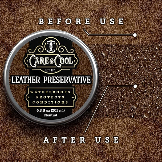 Care & Cool Ultimate Leather Conditioner and Protector (6.8 oz). Waterproofs, Restores, and Heals Your Shoes, Boots, Purses, Jackets, Couch, and Furniture. Setting the Standards Since 1976.