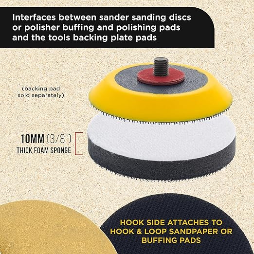 Dura-Gold Pro Series 3" x 10mm Soft Density Interface Pad, 3 Pack - Hook & Loop Foam Protection Cushion, Used Between Sander Sanding Discs, Polisher Polishing Pads & Backing Pads, Drill - Auto Detail