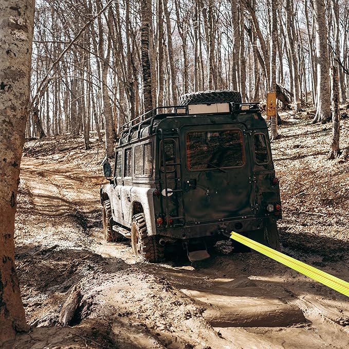 ABN Tow Winch Rope with Loops – Offroad Vehicle Recovery Strap – 30 Feet x 4in – 20,000 lbs Pound Towing Capacity