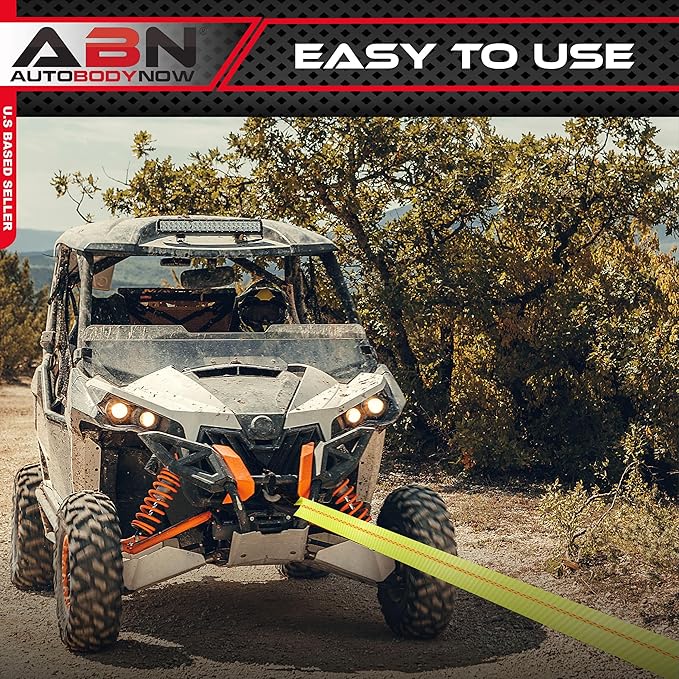 ABN Tow Winch Rope with Loops – Offroad Vehicle Recovery Strap – 30 Feet x 4in – 20,000 lbs Pound Towing Capacity
