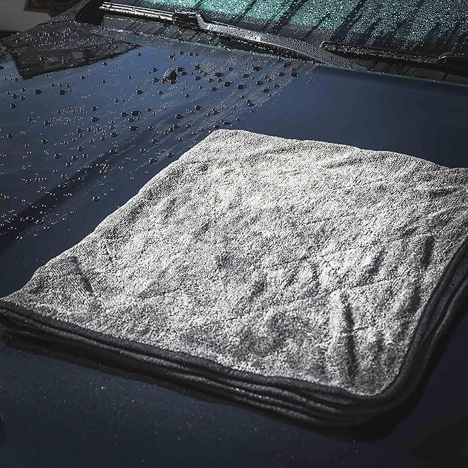 Adam's Polishes Towel Jumbo Plush Drying Towel 33 x 29 inches 1500 GSM - Absorbent Microfiber (2 Pack), White