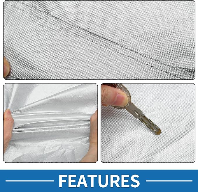 Car Windshield Cover Half Car Cover Top with Reflective Straps for Ice and Snow for Most Car Silver Tone 67" x 71"