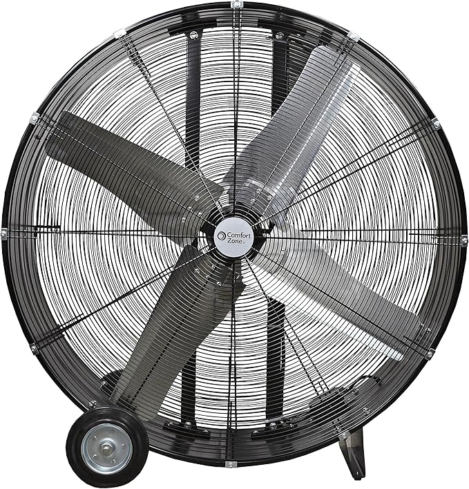 Comfort Zone CZMC42 High-Velocity Industrial Heavy Duty 2-Speed 2-Wheel Drum Fan with Aluminum Blades – 42"