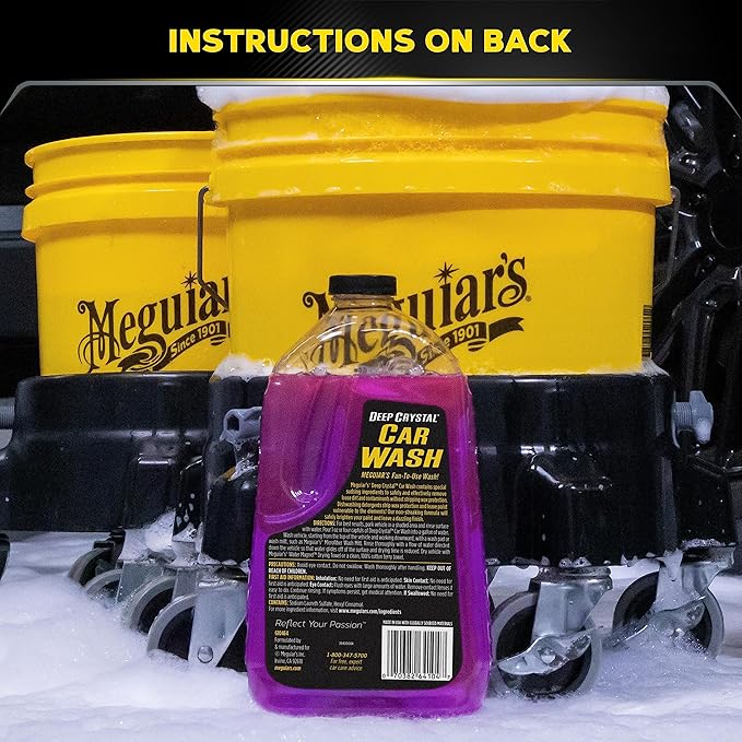 Meguiar's Deep Crystal Car Wash - Car Wash Shampoo that Cleans Paint, Enhances Gloss, and Preserves Wax Protection, pH Balanced Car Wash Soap with Excellent Foaming Action, 64 Oz
