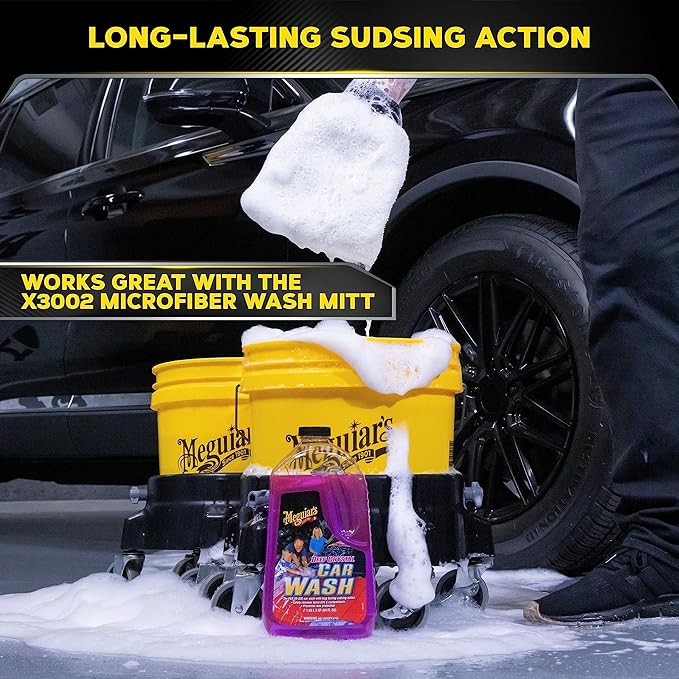 Meguiar's Deep Crystal Car Wash - Car Wash Shampoo that Cleans Paint, Enhances Gloss, and Preserves Wax Protection, pH Balanced Car Wash Soap with Excellent Foaming Action, 64 Oz