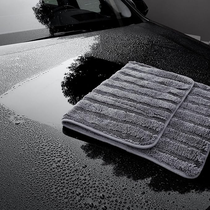 POLYTE Twist Yarn and Fleece Microfiber Drying Towel (16x24, Gray)