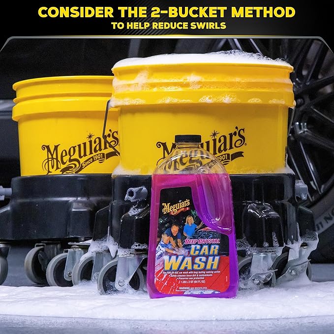 Meguiar's Deep Crystal Car Wash - Car Wash Shampoo that Cleans Paint, Enhances Gloss, and Preserves Wax Protection, pH Balanced Car Wash Soap with Excellent Foaming Action, 64 Oz