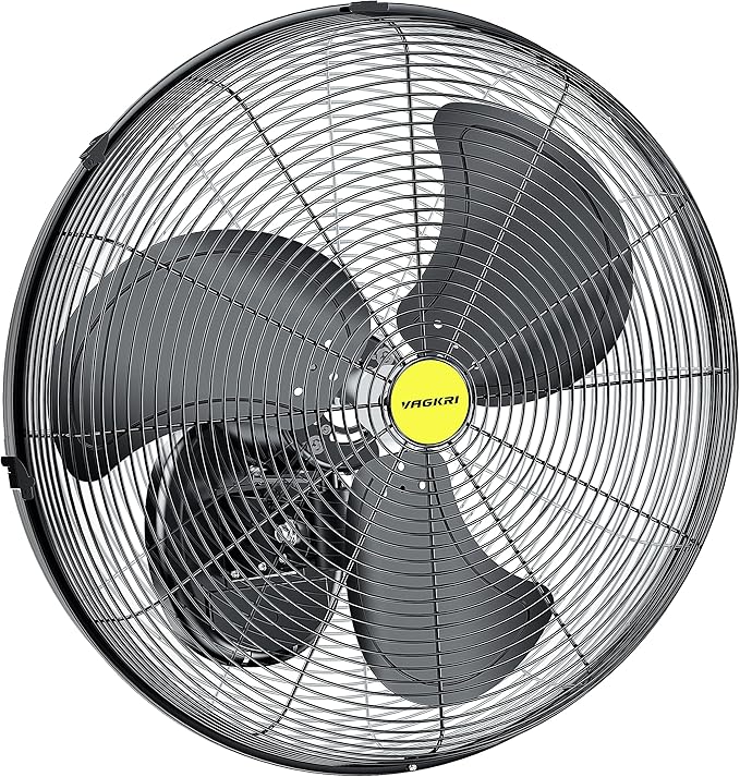 VAGKRI 20 Inch High Velocity Industrial Wall Mount Fan, 3 Speeds, 5300CFM, Wall Fan for Home, Office, Patio, Garage, Factory, Warehouse and Greenhouse