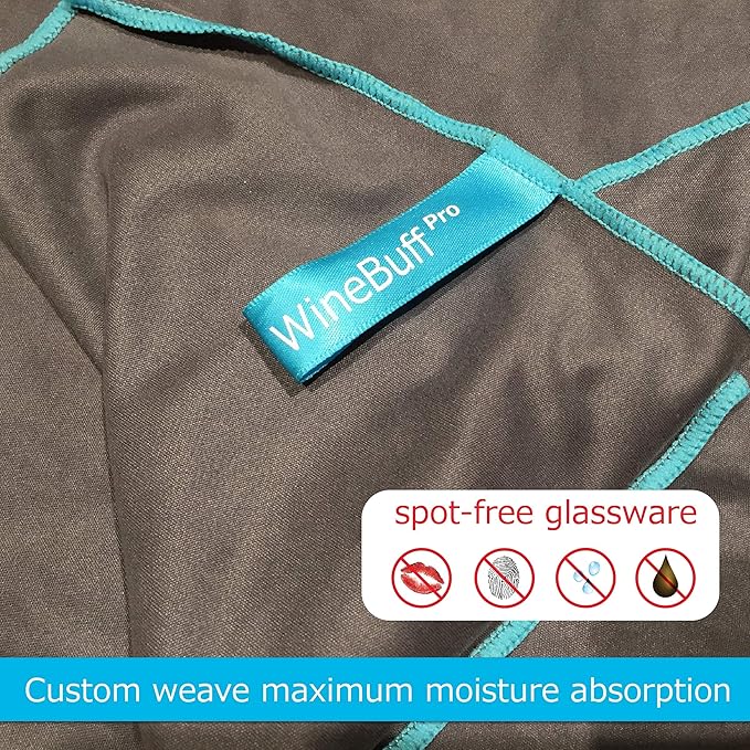 WineBuff Pro Microfiber Polishing Towel | Perfect for Wine Glasses, Kitchenware and More | Leaves Glass and Stainless Steel Spotless, 3 Pack