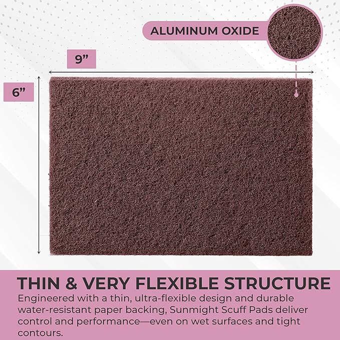 Sunmight Scuff Pads for Paint Prep Retail Pack 6" x 9" - Maroon 80100R - Aluminum Oxide - Surface Prep & Sanding Cloth - Abrasive Hand Pads for Auto, Marine, Aerospace- 3 Very Fine Sanding Sheets