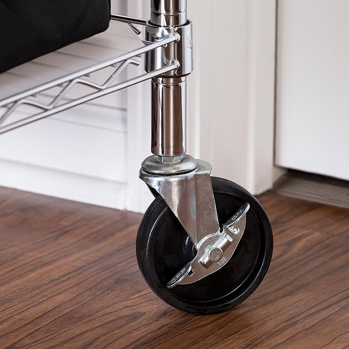 Honey-Can-Do 5-Tier White Shelving Unit (SHF-01055) + 4" Caster Wheels for Shelving Units (Set of 4)